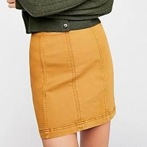 Free people yellow denim stretchy skirt